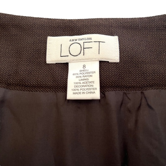 Ann Taylor LOFT Chocolate Brown Heavily Embroidered A-Line Boho Midi Skirt Sz 8 - Picture 7 of 9